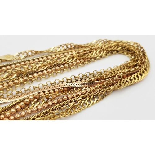 778 - Five Vintage Solid Silver 925 Gold Tone Necklaces, Various Styles and Lengths, Total weight: 26 gram... 