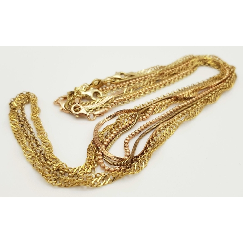 778 - Five Vintage Solid Silver 925 Gold Tone Necklaces, Various Styles and Lengths, Total weight: 26 gram... 