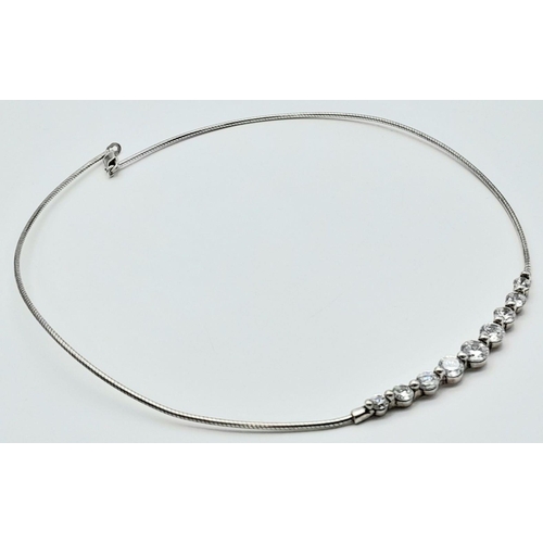 1236 - A 925 sterling silver choker necklace set with CZ stones. Approx 42cm in length , 11.7g total weight... 