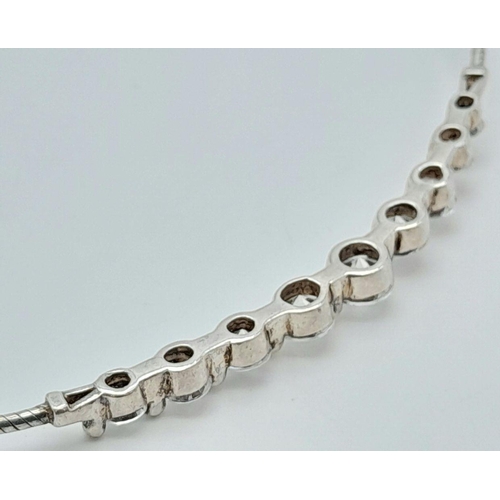 1236 - A 925 sterling silver choker necklace set with CZ stones. Approx 42cm in length , 11.7g total weight... 