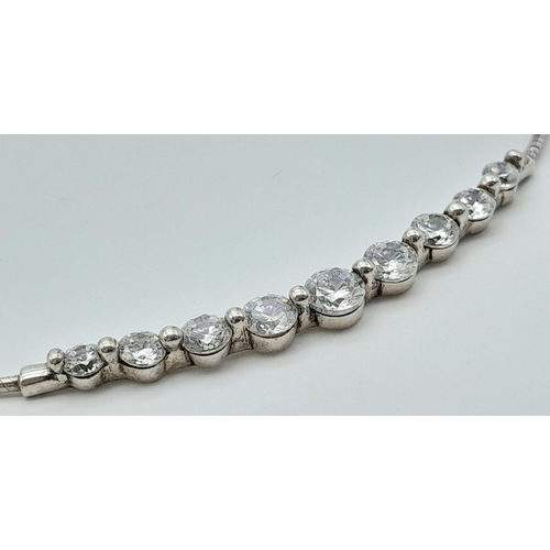 1236 - A 925 sterling silver choker necklace set with CZ stones. Approx 42cm in length , 11.7g total weight... 