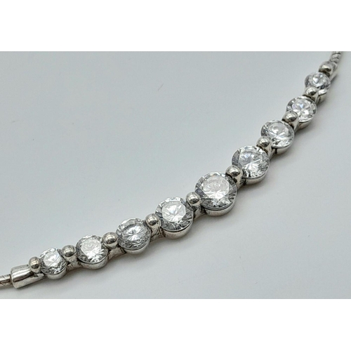 1236 - A 925 sterling silver choker necklace set with CZ stones. Approx 42cm in length , 11.7g total weight... 