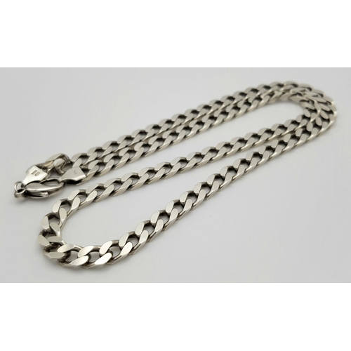 843 - A Vintage Solid Silver 925 Curb Chain Necklace, 42.2 grams, 53cm. In good condition.