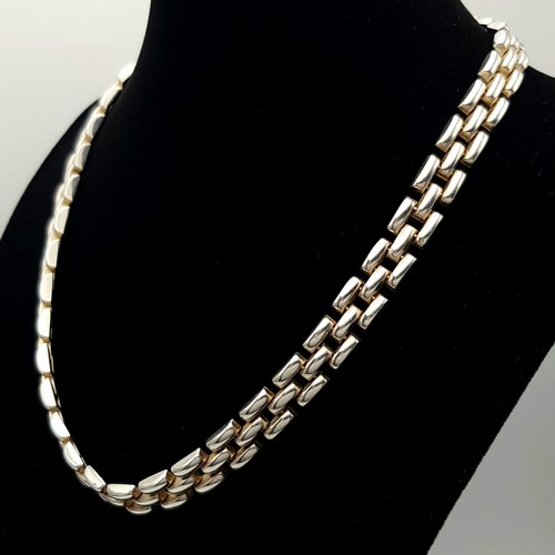 765 - A Stylish Solid Silver 925 Minimalist Collar Necklace Fancy Link, 36.2 grams, 41.5 cm. In very good ... 