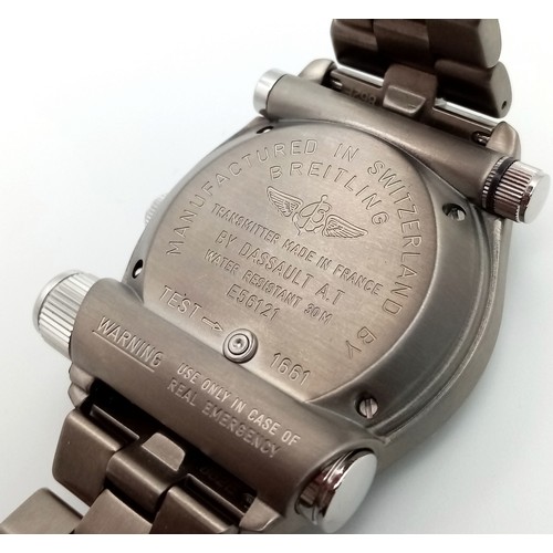 79 - A Breitling Emergency Watch. Originally designed for pilots and aircrews. Titanium bracelet and case... 