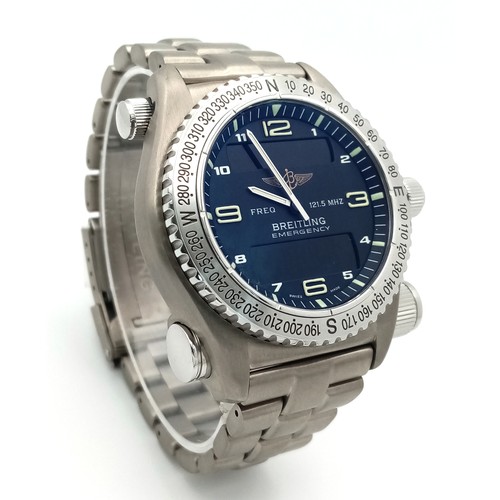 79 - A Breitling Emergency Watch. Originally designed for pilots and aircrews. Titanium bracelet and case... 