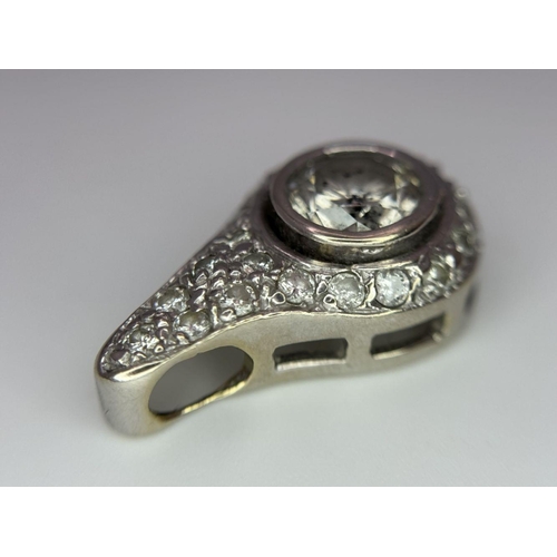 1136 - A FABULOUS WHITE GOLD PENDANT WITH A 1.7ct  OLD CUT DIAMOND CENTRE STONE AND A FURTHER .4ct OF ENCRU... 