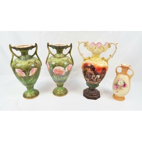 1354 - 4 CERAMIC VASES ( 1 MATCHIMG PAIR) THE LARGEST BEING 40CM TALL AND THE SMALLEST BEING 26CM IN HEIGHT... 