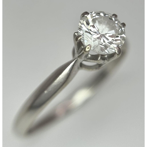 632 - A STUNNING DIAMOND SOLITAIRE RING WITH A TOP QUALITY 0.80ct DIAMOND SET IN 18K GOLD. 2.5gms    size ... 