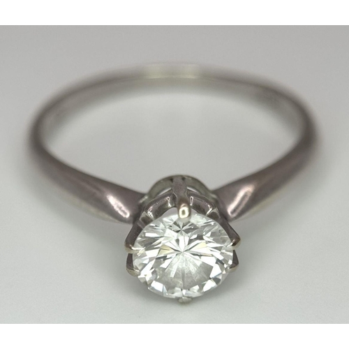 632 - A STUNNING DIAMOND SOLITAIRE RING WITH A TOP QUALITY 0.80ct DIAMOND SET IN 18K GOLD. 2.5gms    size ... 