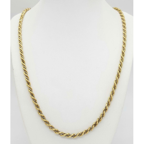 100 - A 9K Yellow Gold Rope Necklace with a 9K White Gold Entwined Venetian Link Chain. 56cm. 21.2g weight... 