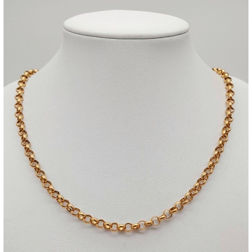 281 - A 9K Yellow Gold Belcher Chain. 48cm. 18.9g weight.