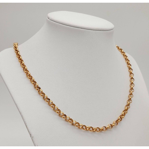 281 - A 9K Yellow Gold Belcher Chain. 48cm. 18.9g weight.