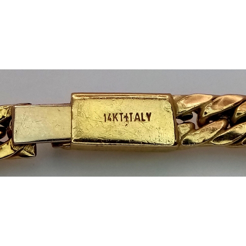 30 - An Italian 14K Yellow Gold Curb Link Bracelet. 15cm. 5.1g weight.