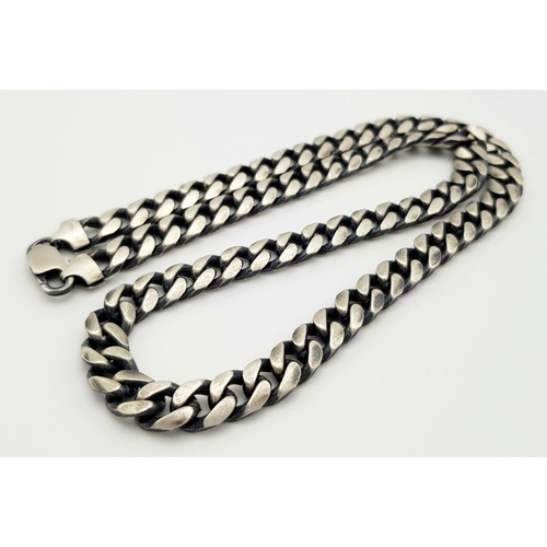 317 - An Appealing vintage Solid Silver 925 Heavy Curb Chain Necklace, Oxidised Finish, 81 grams, 51cm. In... 