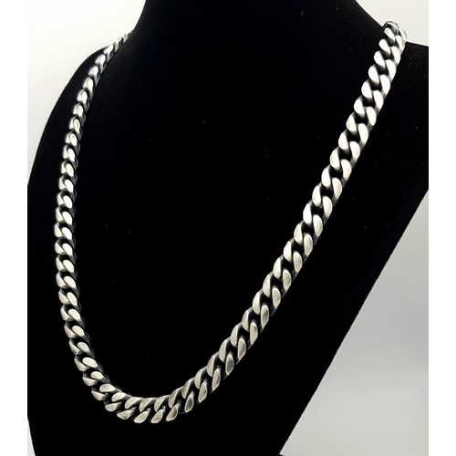 317 - An Appealing vintage Solid Silver 925 Heavy Curb Chain Necklace, Oxidised Finish, 81 grams, 51cm. In... 