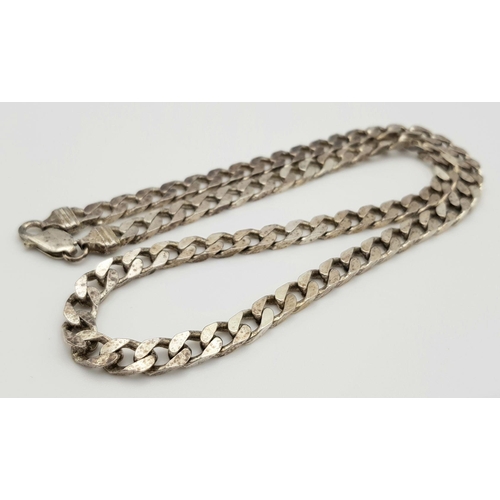 338 - A vintage Solid Silver 925 Curb Chain Necklace, 46.4 grams, 51cm. In good condition.