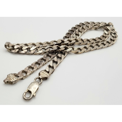 338 - A vintage Solid Silver 925 Curb Chain Necklace, 46.4 grams, 51cm. In good condition.