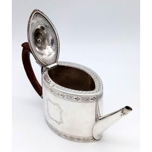 351 - An Antique 18th Century George III Sterling Silver Teapot. Hallmarks for London 1791 - makers mark o... 