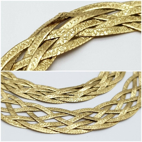 352 - A 9K Yellow Gold Flat Woven Necklace. 40cm. 11.5g weight.