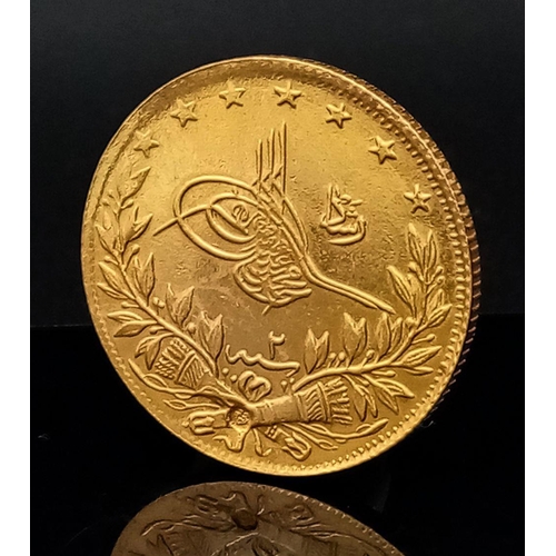 36 - A 22k Gold Turkish Kurush Coin. 7.2g. 22mm.