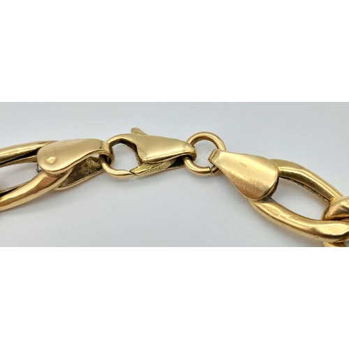 379 - An 18K Yellow Gold Elongated Curb Link Bracelet. 19cm. 11.75g weight.