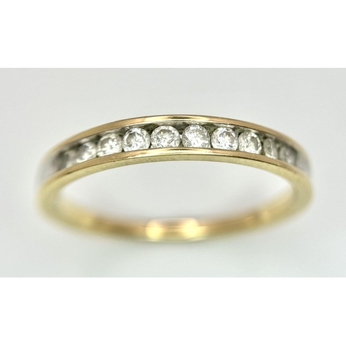 380 - A 14K Yellow Gold, Diamond Half Eternity Ring. Size R 1/2. 2.5g total weight.