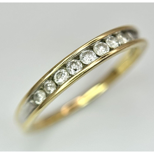 380 - A 14K Yellow Gold, Diamond Half Eternity Ring. Size R 1/2. 2.5g total weight.