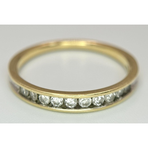 380 - A 14K Yellow Gold, Diamond Half Eternity Ring. Size R 1/2. 2.5g total weight.