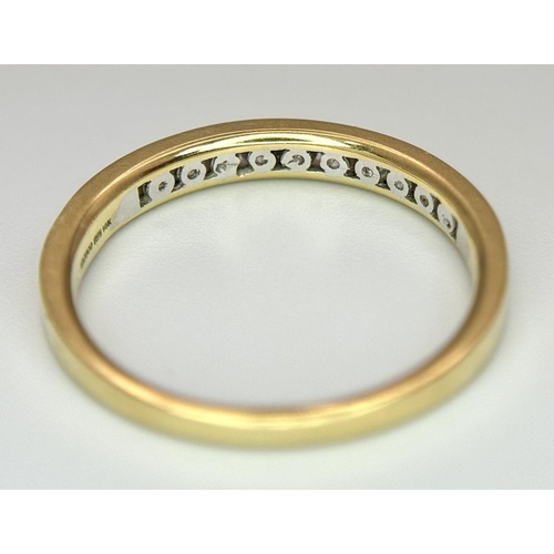 380 - A 14K Yellow Gold, Diamond Half Eternity Ring. Size R 1/2. 2.5g total weight.