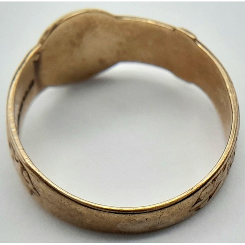 400 - A Vintage 9K Yellow Gold Belt Ring. Size K 1/2. 2.3g weight.