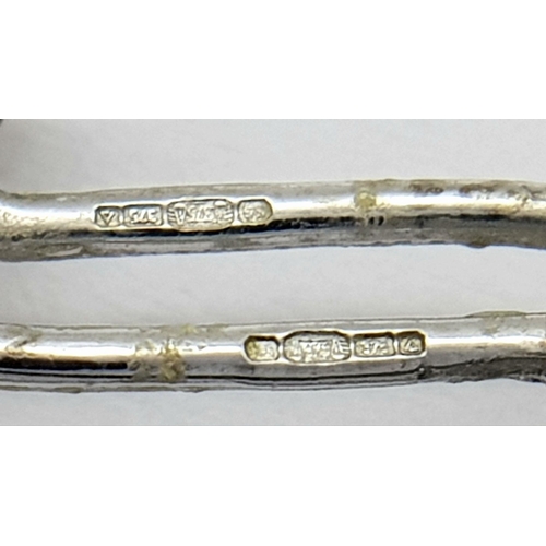 421 - A Pair of 9K White Gold Creole Earrings. 2cm. 3.1g total weight.