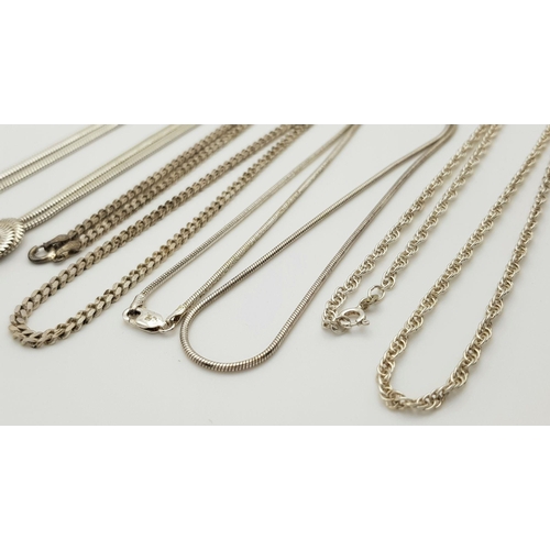 464 - Four Vintage Solid Silver 925 Necklaces, Various Styles and Lengths, Total weight: 41.4 grams. All i... 