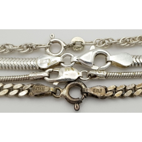 464 - Four Vintage Solid Silver 925 Necklaces, Various Styles and Lengths, Total weight: 41.4 grams. All i... 