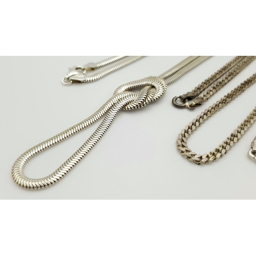 464 - Four Vintage Solid Silver 925 Necklaces, Various Styles and Lengths, Total weight: 41.4 grams. All i... 