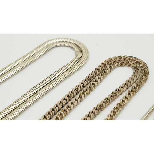 464 - Four Vintage Solid Silver 925 Necklaces, Various Styles and Lengths, Total weight: 41.4 grams. All i... 