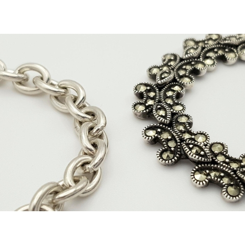 485 - Two Beautiful Solid Silver 925 Bracelets, 18.5cm and 17.5cm. Total weight: 39.2 grams. Both in excel... 