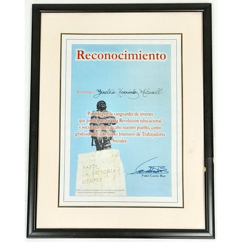 62 - A Fidel Castro Signed Poster-Style Certificate 