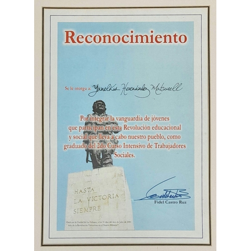 62 - A Fidel Castro Signed Poster-Style Certificate 