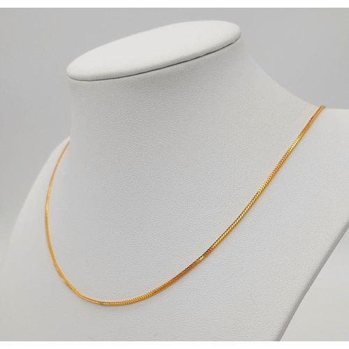 76 - A 22K Yellow Gold Foxtail Link Necklace. 44cm. 4.25g weight.