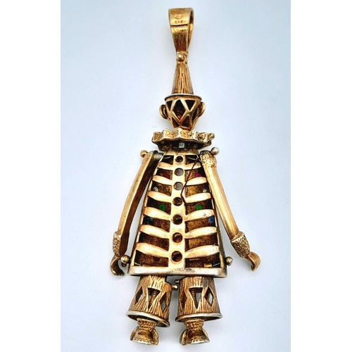 83 - A Vintage Gilded Sterling Silver Articulated Stone Set Clown Pendant. Wonderfully constructed with a... 