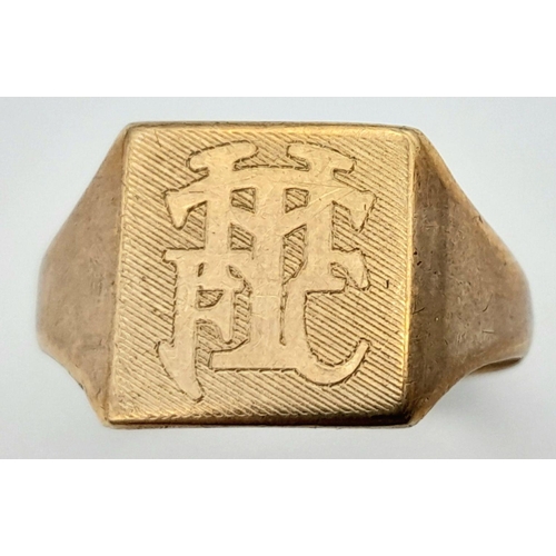 1325 - A THFC 9K Gold Vintage Signet Ring. Size R 1/2. 2g weight.