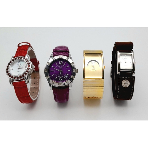 1358 - Four Different Style Quartz Ladies Watches - All in good condition and working order.