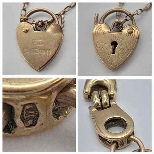 1388 - A Vintage 9K Yellow Gold C-Link Bracelet. Comes with a safety chain and heart clasp. 18cm. 11.45g we... 