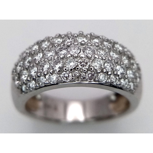 110 - A 14K WHITE GOLD 5 ROW DIAMOND BAND RING 1CT 6.5G SIZE N. Ref: SC 6071