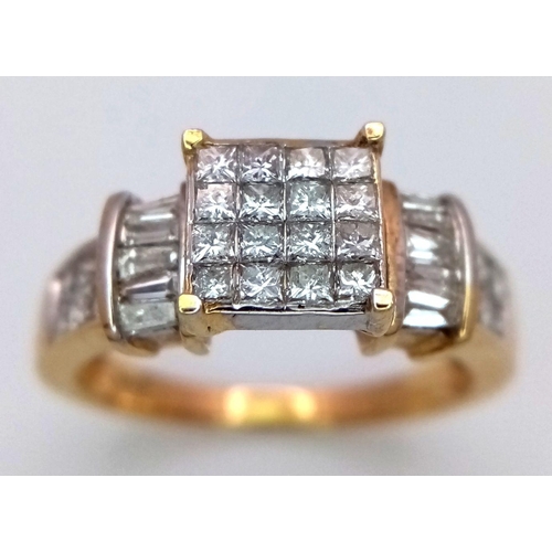 124 - A 14K YELLOW GOLD DIAMOND RING, WITH MIXED CUT DIAMOND. 1.10CT 4.2G SIZE O. Ref: SC 6061