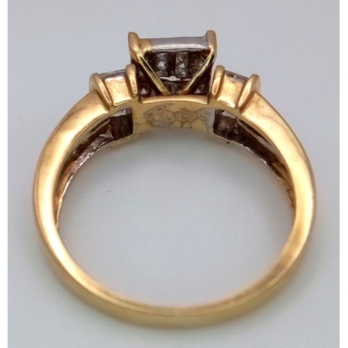 124 - A 14K YELLOW GOLD DIAMOND RING, WITH MIXED CUT DIAMOND. 1.10CT 4.2G SIZE O. Ref: SC 6061