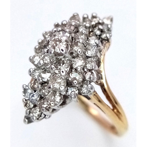 341 - A 14K YELLOW GOLD FANCY DIAMOND CLUSTER RING 0.65CT 3.5G SIZE J1/2. Ref: SC 6070