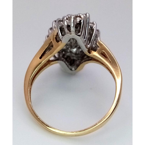 341 - A 14K YELLOW GOLD FANCY DIAMOND CLUSTER RING 0.65CT 3.5G SIZE J1/2. Ref: SC 6070