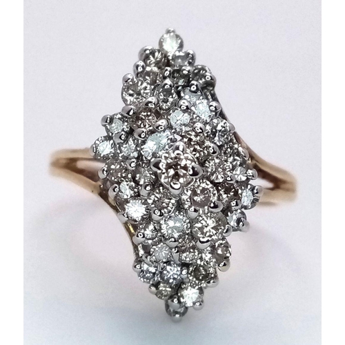 341 - A 14K YELLOW GOLD FANCY DIAMOND CLUSTER RING 0.65CT 3.5G SIZE J1/2. Ref: SC 6070